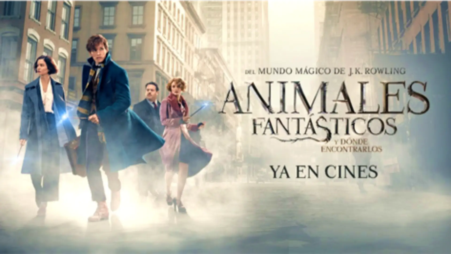 Escena mágica de Animales fantásticos y dónde encontrarlos (2016) con Newt Scamander y criaturas retro