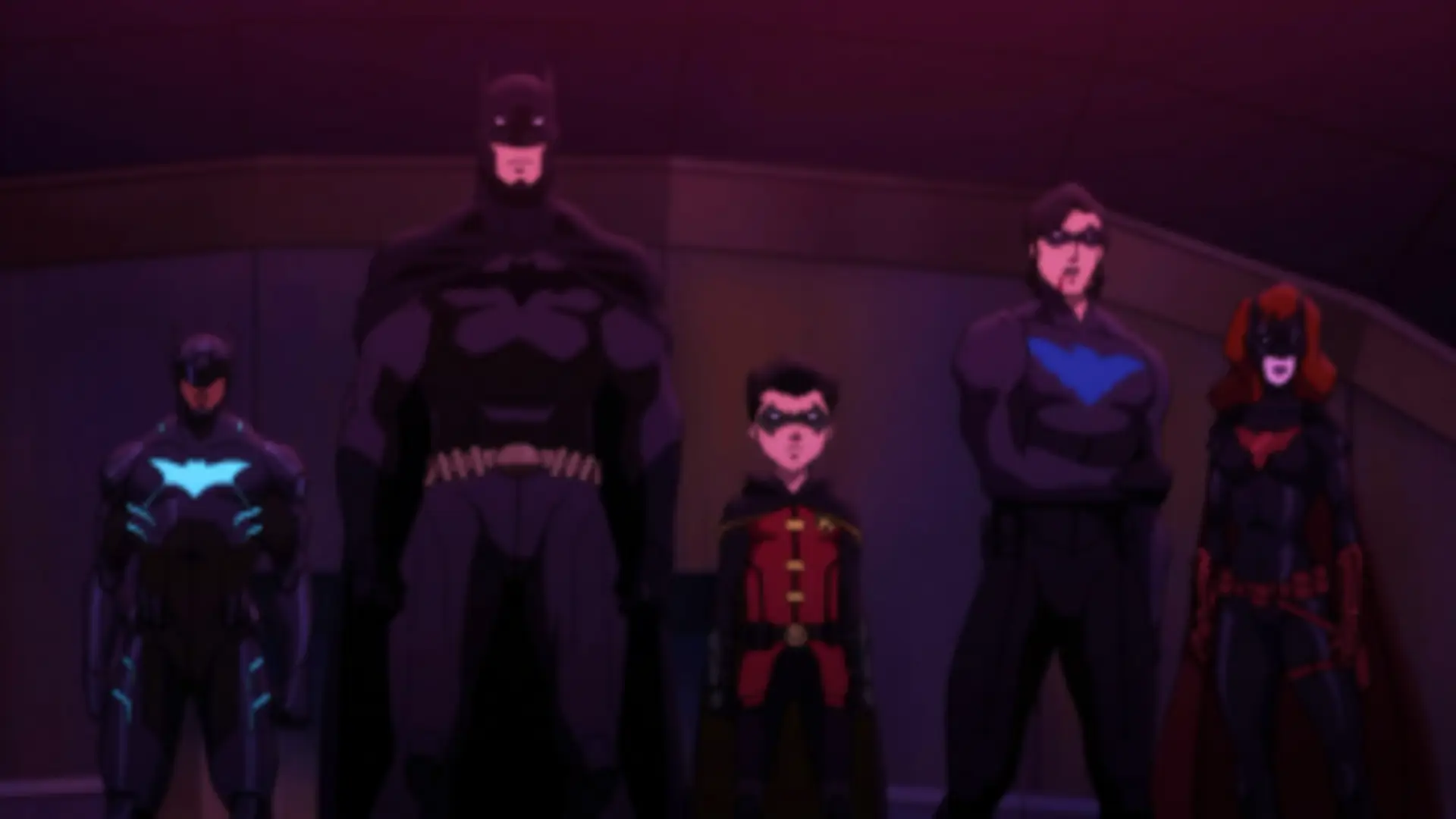 Nightwing, Robin, Batwoman y Batwing en Batman: Mala sangre (2016), película animada de DC y WB