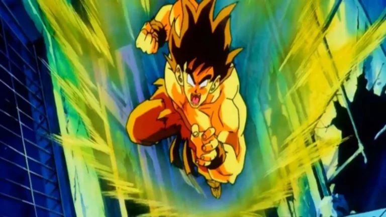 Escena de Goku enfrentando a Lord Slug en Dragon Ball Z: Goku es un Super Saiyajin (1991)