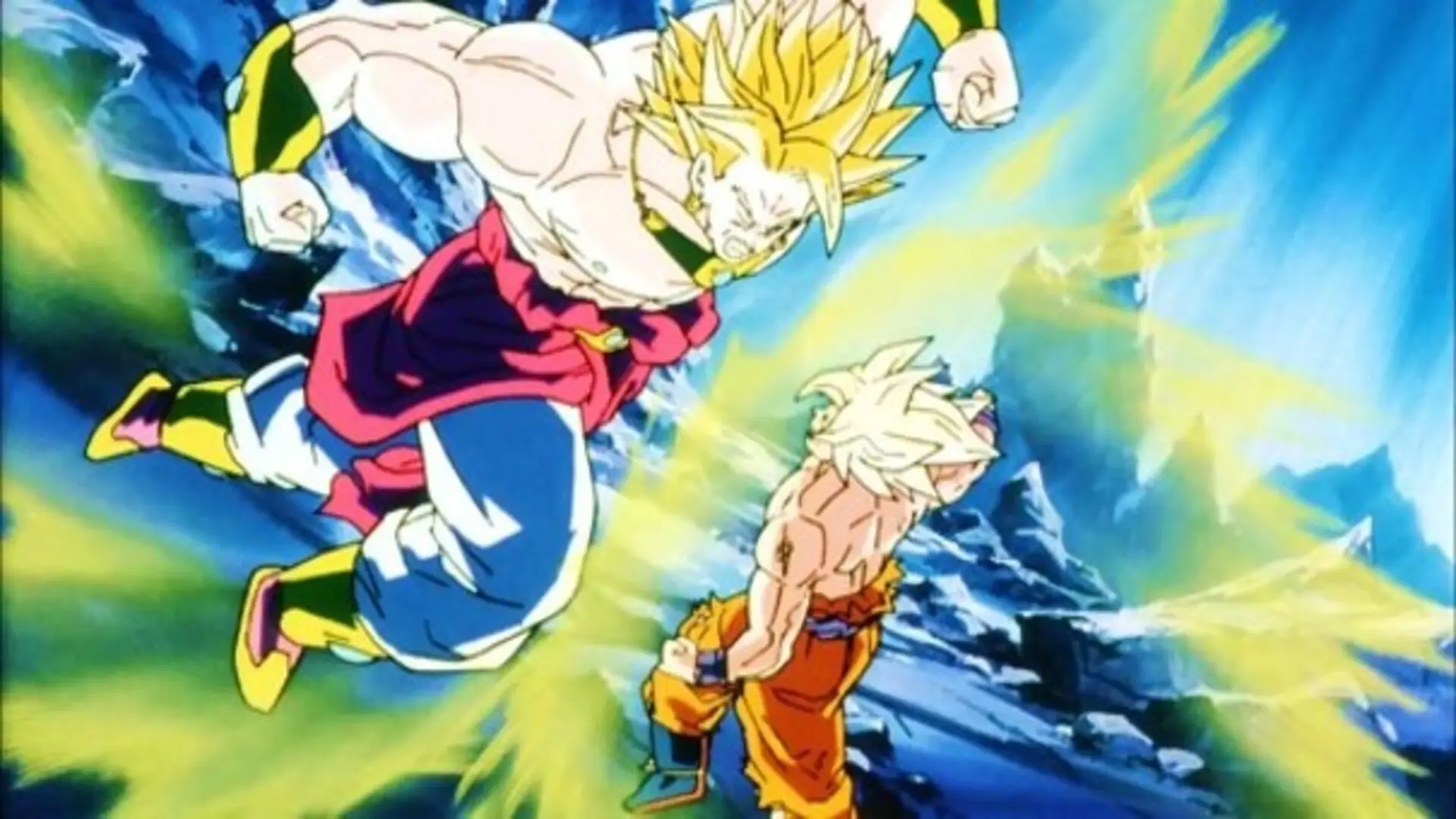 Broly desatando su poder en Dragon Ball Z II: Broly, el legendario Super Saiyajin (1993)