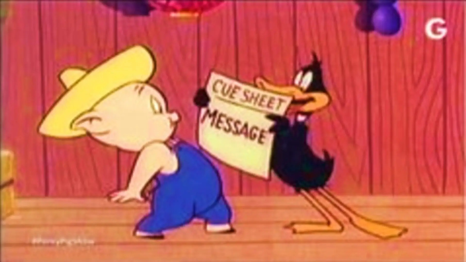 Escena retro de El Show de Porky (1964), serie animada de comedia clásica con personajes de Looney Tunes