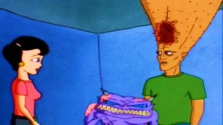 Escena de El Cabezón (1994), serie animada surrealista transmitida en México por Locomotion y Los Fenómenos de MTV