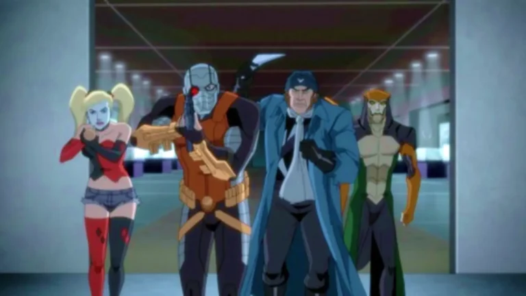 Escena de Escuadrón Suicida: Deuda infernal (2018), película animada retro de DC Comics