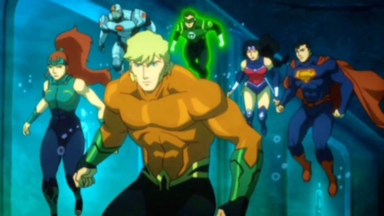 Aquaman y la Liga de la Justicia en El Trono de Atlantis (2015), película animada del universo DC