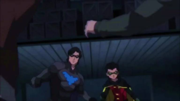 Nightwing y Robin en misión secreta en Gotham durante el cortometraje animado de DC (2015)