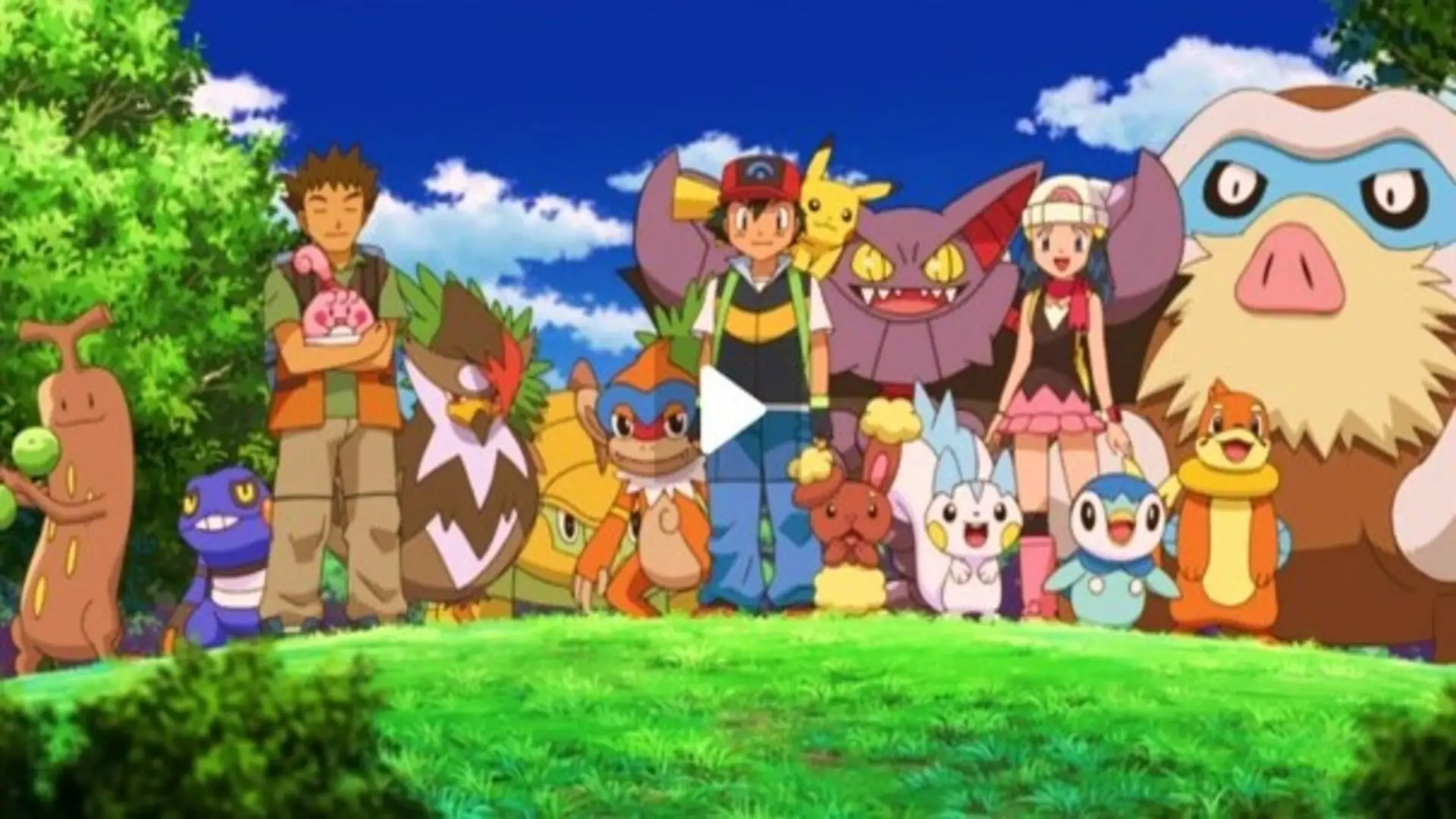 Escena de Pokémon: Arceus y la Joya de la Vida (2009), película de anime con Arceus, Dialga y Palkia