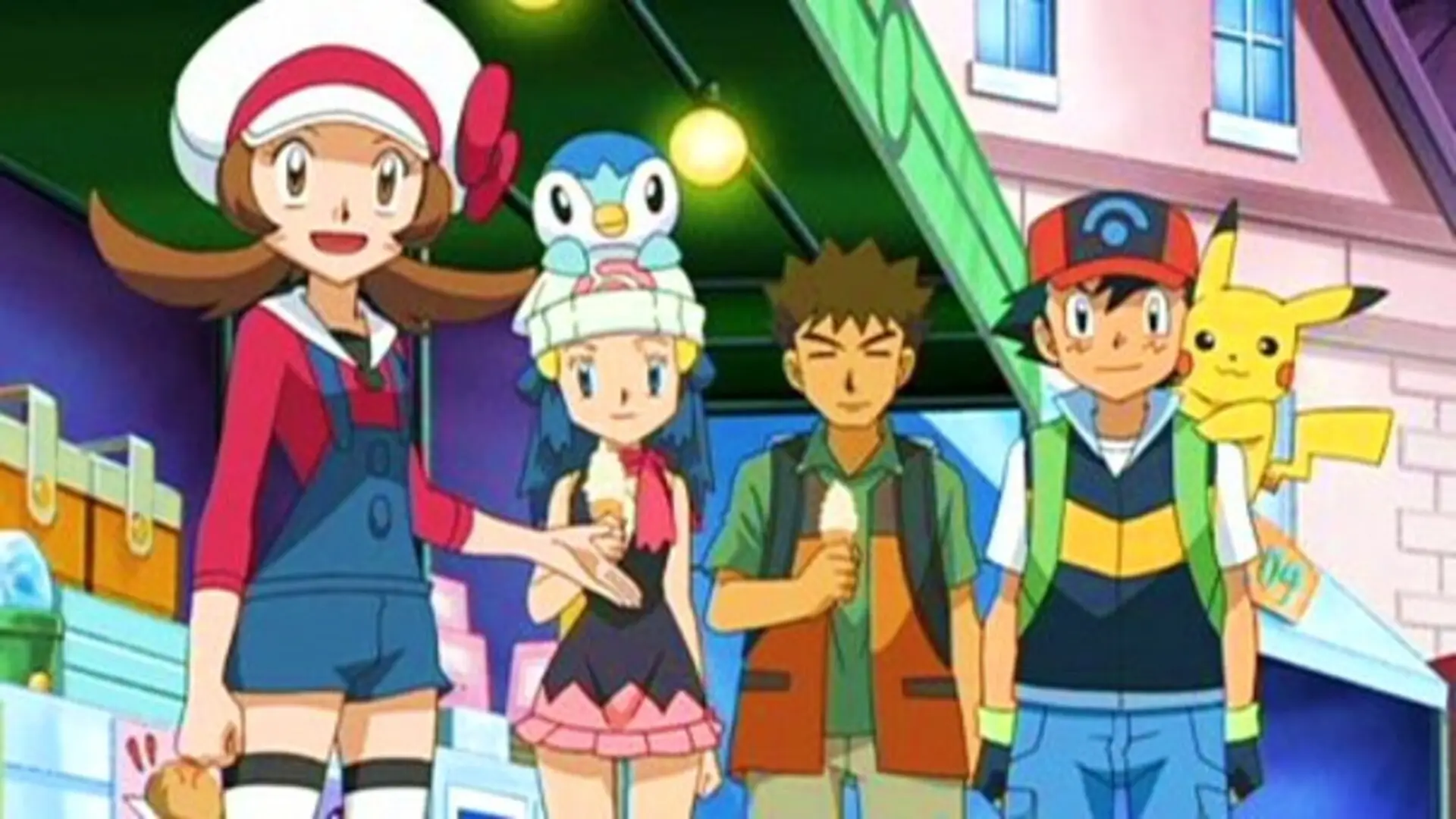 Escena de Pokémon DP: Batallas Galácticas (2008), serie de anime con Ash, Dawn y el Equipo Galaxia