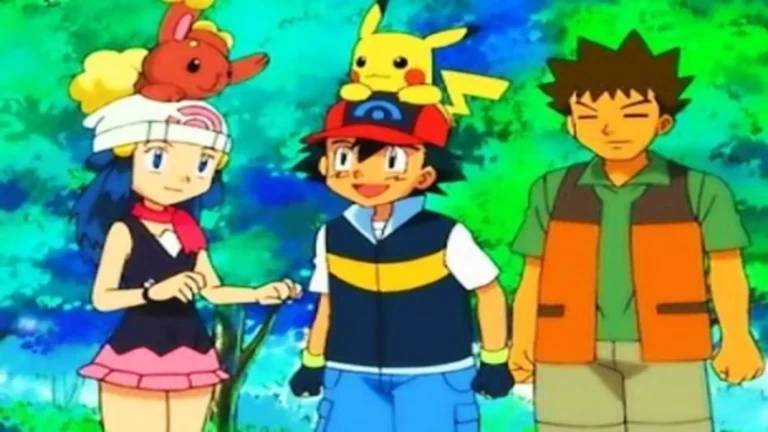 Escena nostálgica de Pokémon DP: Battle Dimension (2007), serie de anime con aventuras en Sinnoh