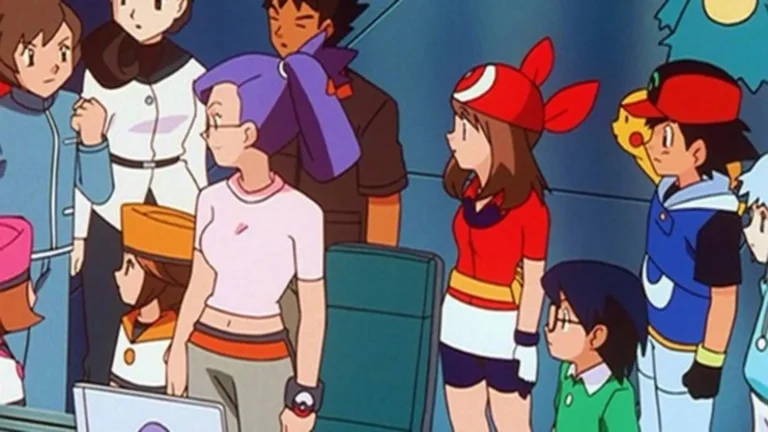 Ash, Pikachu y Deoxys en ciudad LaRousse durante la película Pokémon: El Destino de Deoxys (2004)