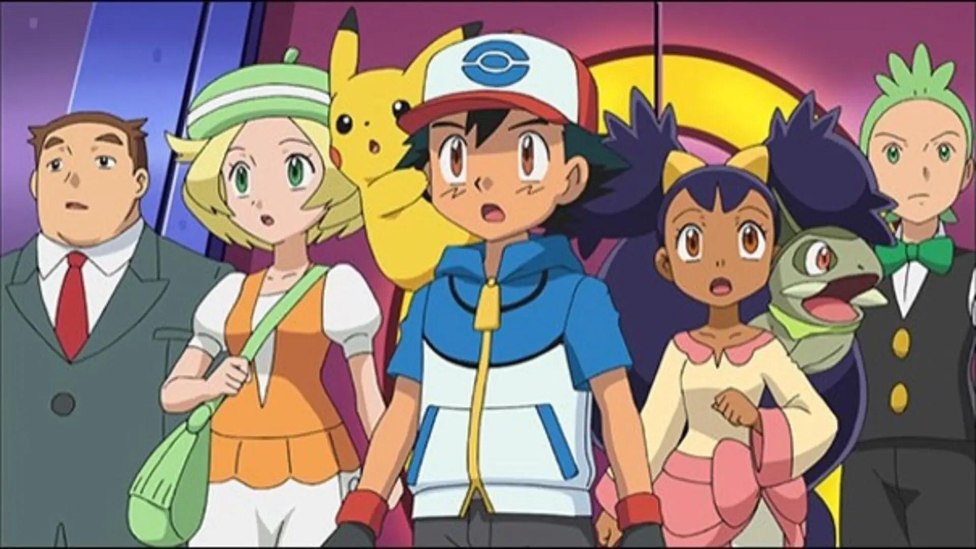 Ash, Iris y Cilan en Pokémon: Destinos Rivales (2011), serie de anime clásica en Teselia