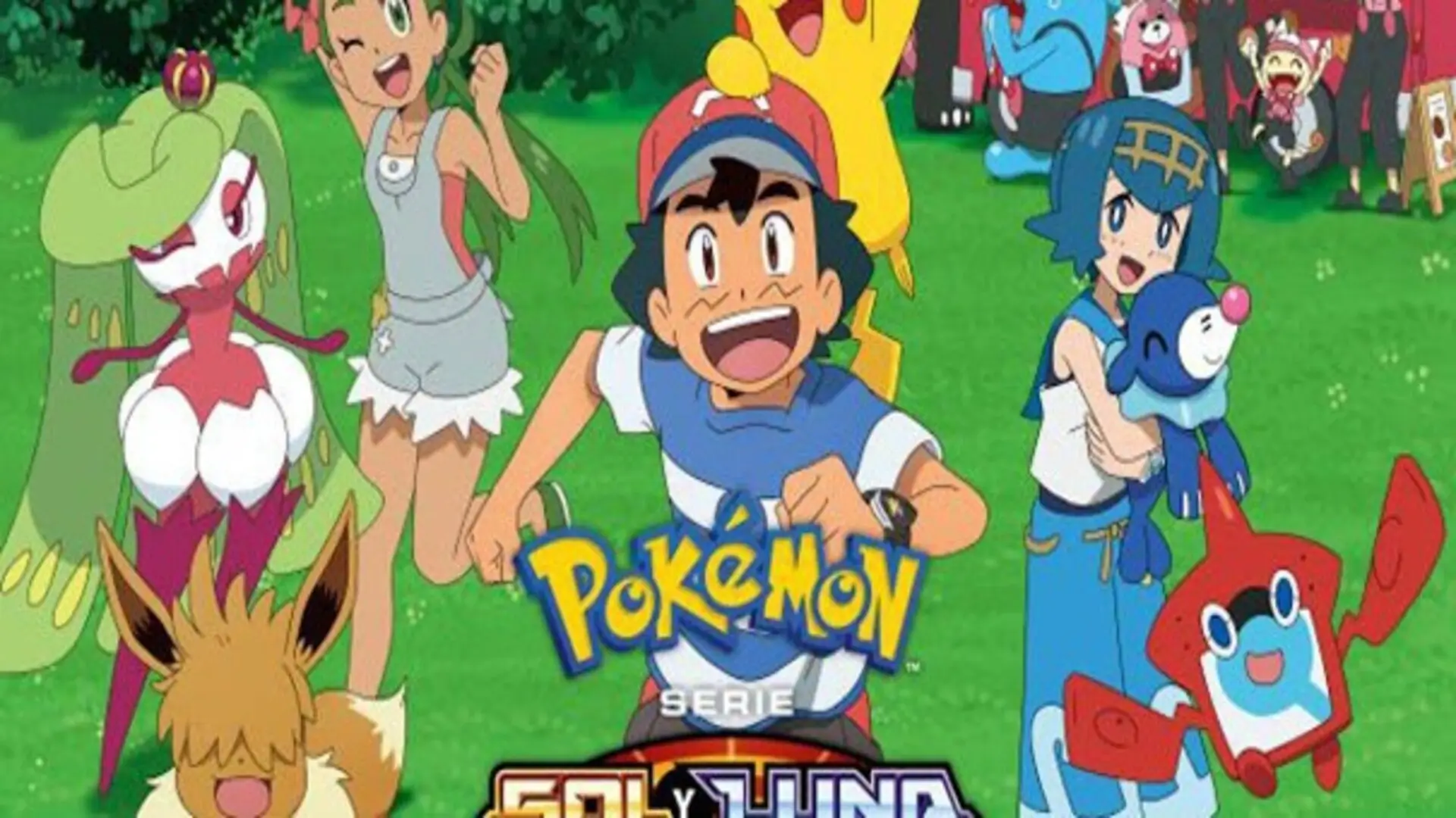 Escena tropical de Pokémon: Sol y Luna (2016), serie de anime con estilo renovado y alegre