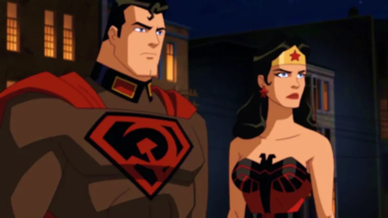 Escena de Superman: Hijo Rojo (2009), miniserie animada retro en formato motion comic del universo DC Comics