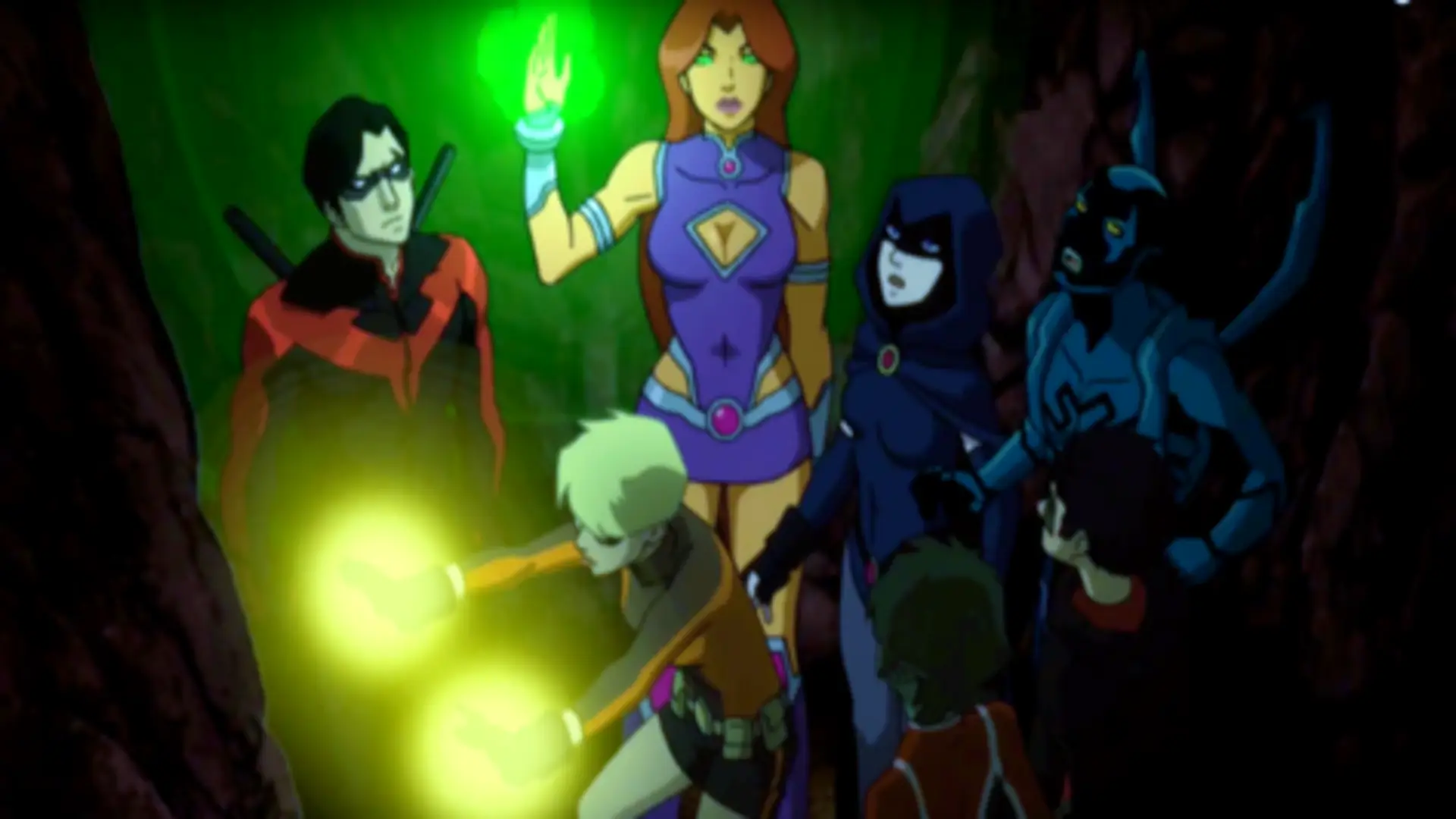 Escena de Los Jóvenes Titanes: El Contrato de Judas (2017), película animada retro de DC Comics