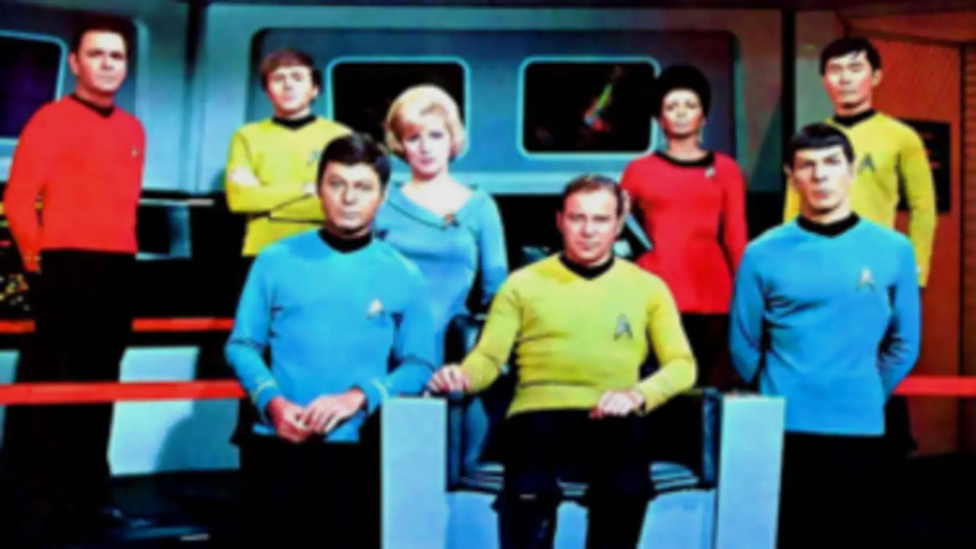 Escena retro de Viaje a las estrellas: la serie original (1966), ciencia ficción con Kirk y Spock