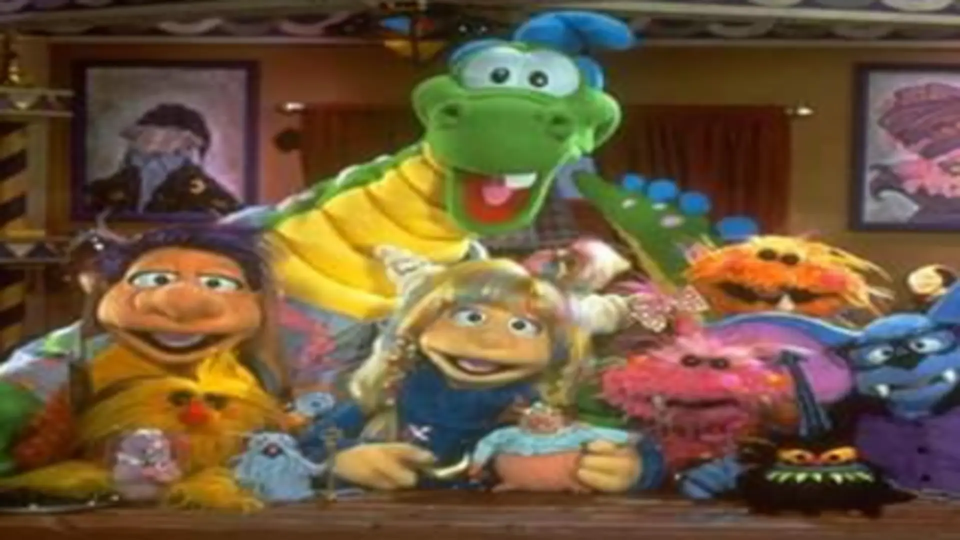 Eureka y Magellan en escena retro con fondo de castillo mágico y estilo infantil noventero