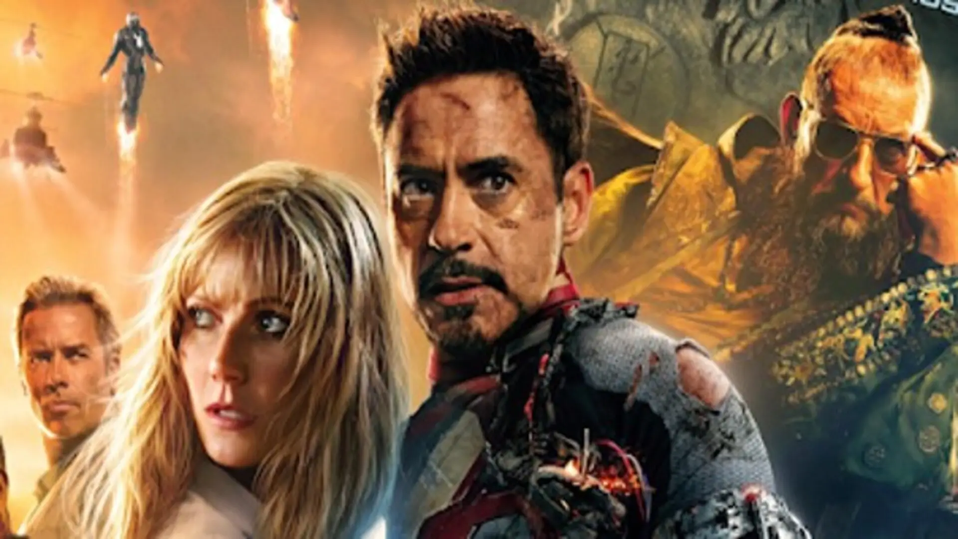 Escena retro de Iron Man 3 (2013) con Tony Stark enfrentando al Mandarín y su crisis personal