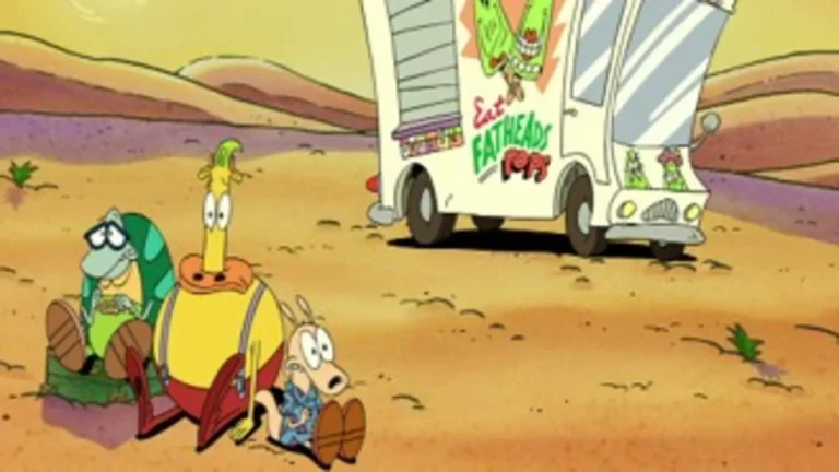 Escena retro de La Vida Moderna de Rocko (1993), serie animada de comedia absurda con sátira social y estilo psicodélico