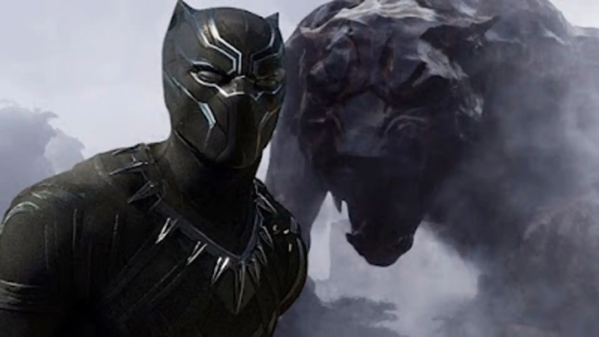 Escena retro de Pantera Negra (2018) con T’Challa en Wakanda, rodeado de cultura y tecnología ancestral