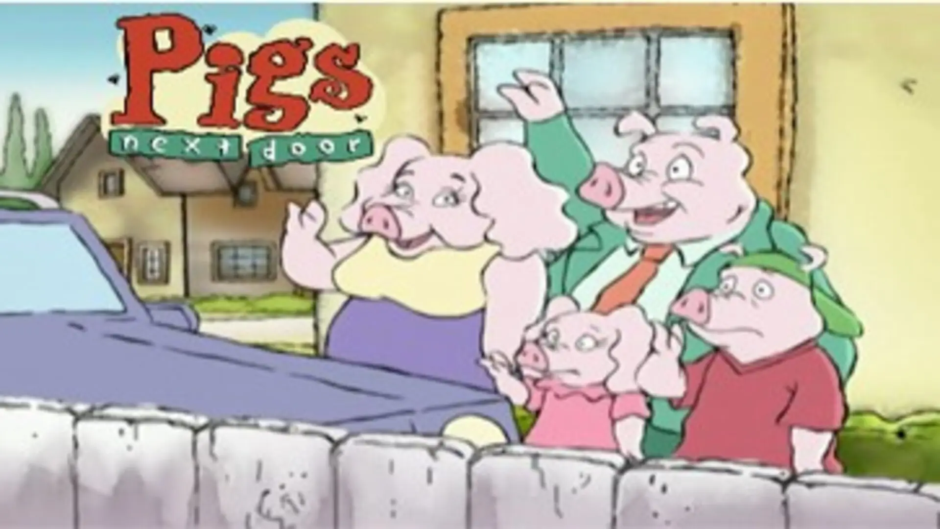 Los Cerditos de al Lado (2000), serie animada retro con humor familiar y estética caricaturesca