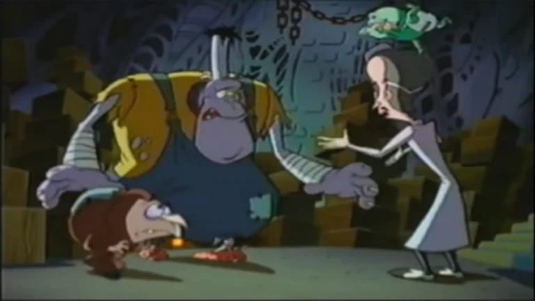 Frankenstein, Igor y Melissa Screetch en escena gótica caricaturesca de Toonsylvania (1998)