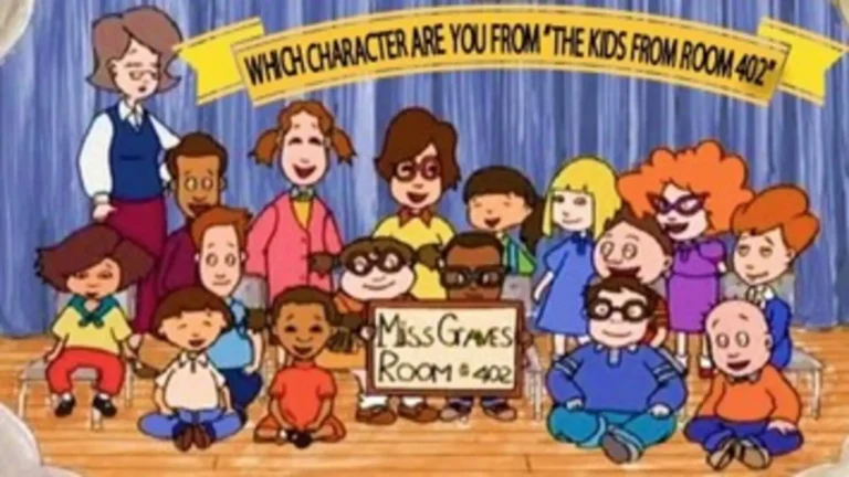 Personajes de Travesuras en el aula 402 (1999) en una escena escolar llena de caos y humor infantil