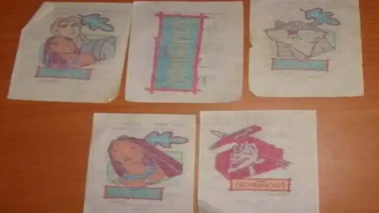 Colección Bimbo parches Pocahontas (1996), promoción animada retro con bordados nostálgicos